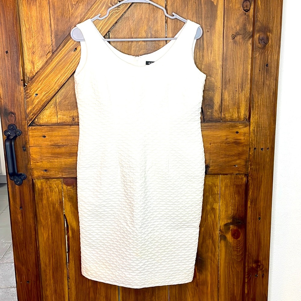 Albert Nipon Size 6 White Textured Dress - image 1